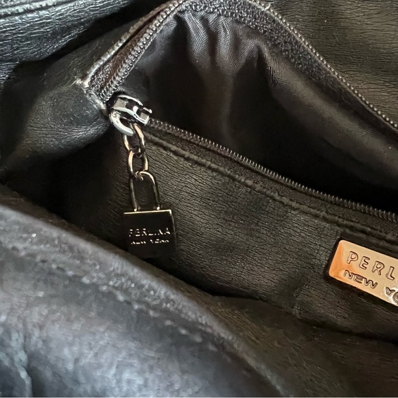 Perlina‎ NY Smooth Black Leather Square Tote - Picture 16 of 16